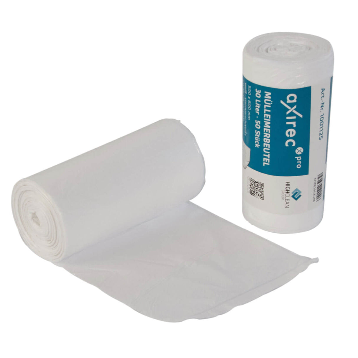 Axirec pro Müllbeutel 30 Liter LDPE weiß "sternverschweißt" 50 x 60 cm -extra stark-