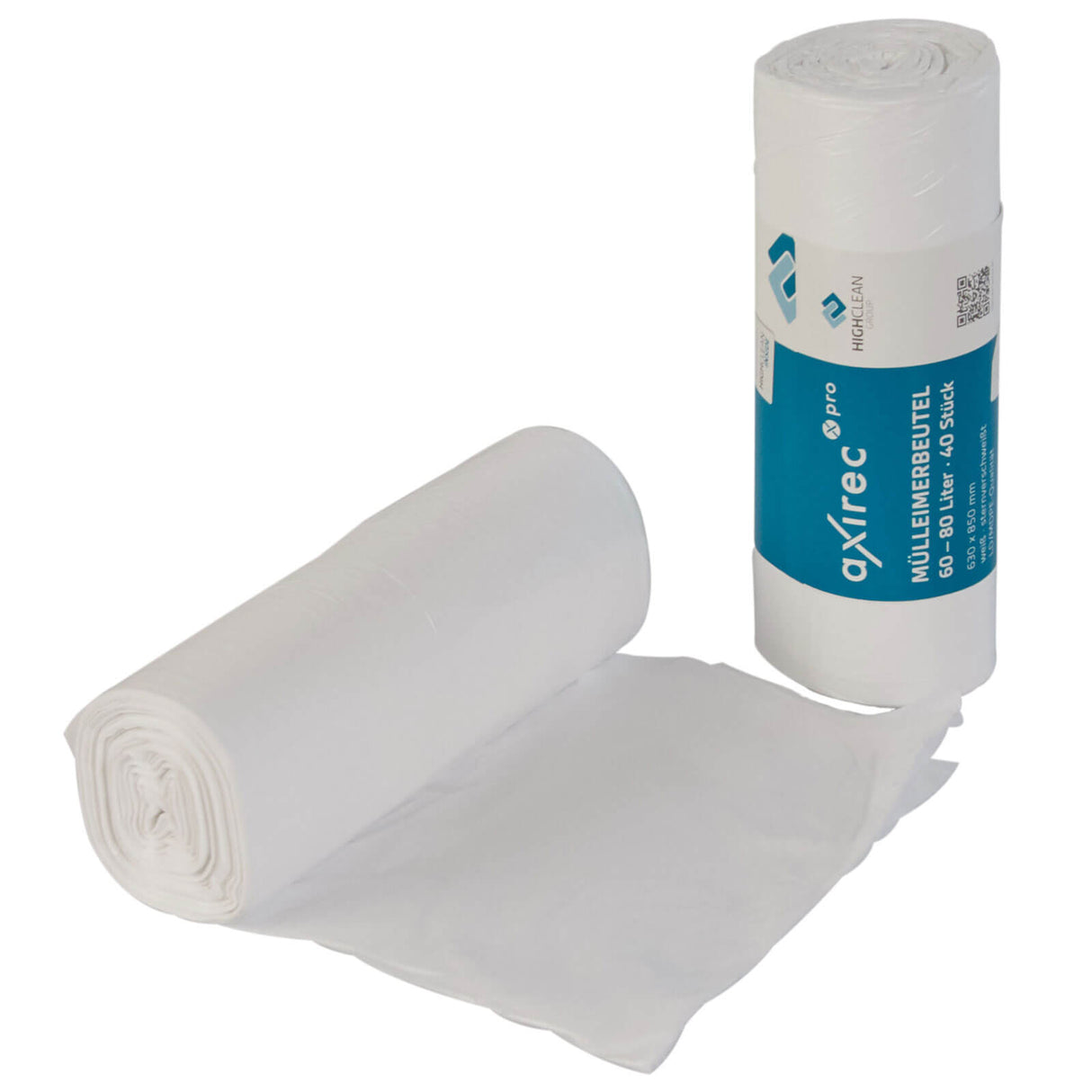 Axirec pro Müllbeutel Typ H 60-80 Liter LDPE weiß "sternverschweißt" 63 x 85 cm -extra stark-