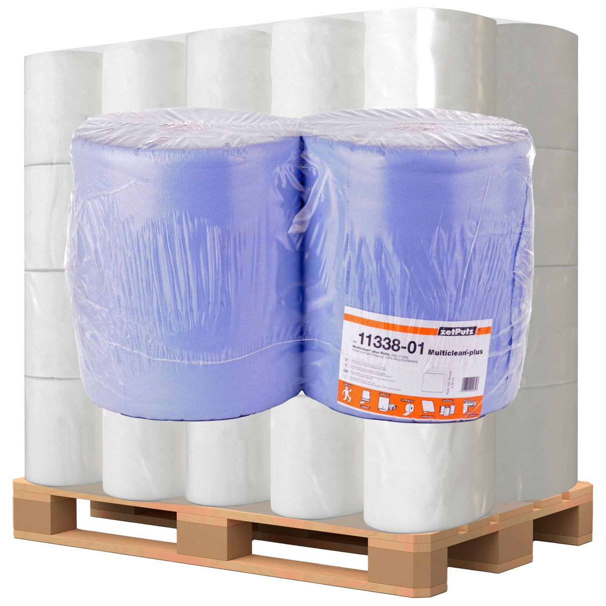 zetPutz Multiclean plus Putztuchrolle, 3-lagig, blau – hochvolumig und saugstark – Ansicht 2