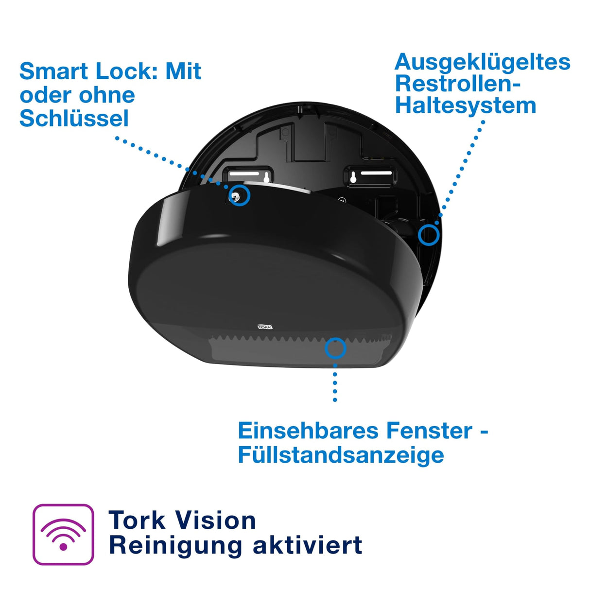 Tork Elevation Jumbo Toilettenpapierspender T1, mit Sichtfenster und Rollenbremse – Ansicht 10