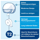 Tork Elevation Spender für Mini Jumbo Toilettenpapier T2, mit Sichtfenster und Rollenbremse – Ansicht 3