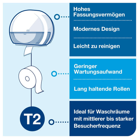 Tork Elevation Spender für Mini Jumbo Toilettenpapier T2, mit Sichtfenster und Rollenbremse – Ansicht 3