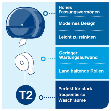 Tork Elevation Spender für Mini Jumbo Toilettenpapier T2, mit Sichtfenster und Rollenbremse – Ansicht 9