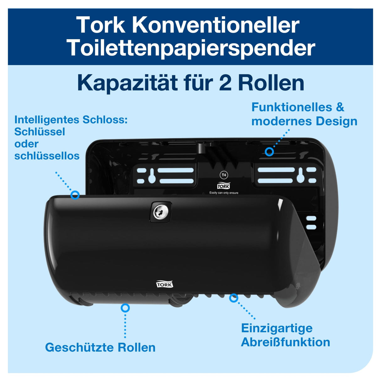 Tork Elevation Toilettenpapierspender für zwei Kleinrollen, T4 – Ansicht 12