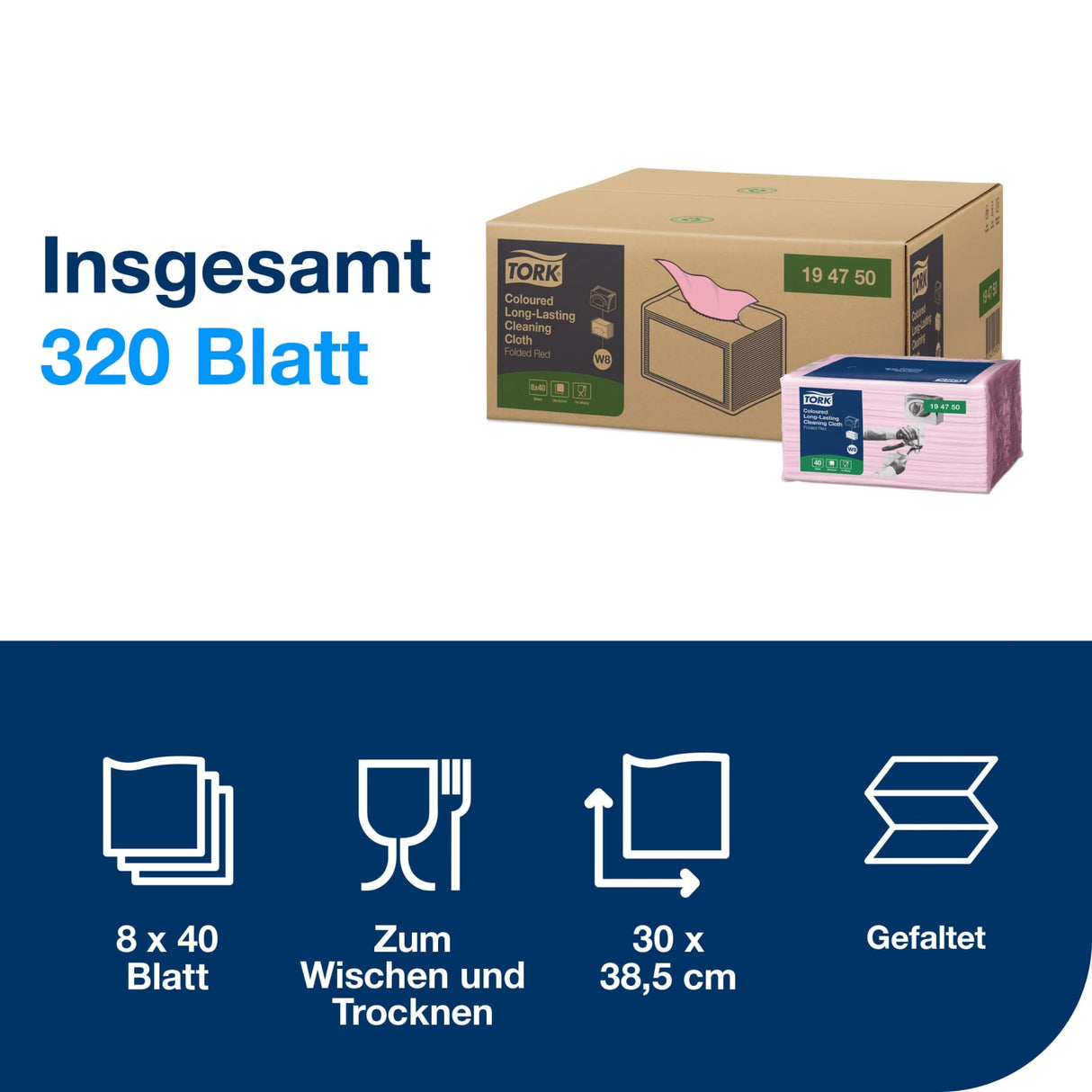 Tork Reinigungstuch, 1-lagig, W8, farbcodiert – Ansicht 5