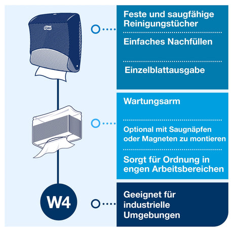 Tork Einzeltuchspender W4, mit Spritzwasserschutz, abschließbar – Ansicht 8