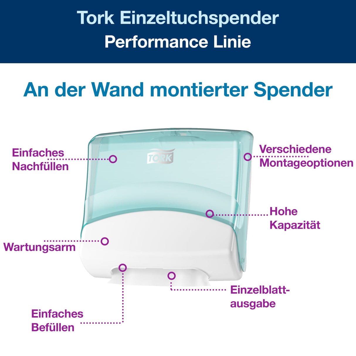 Tork Einzeltuchspender W4, mit Spritzwasserschutz, abschließbar – Ansicht 9