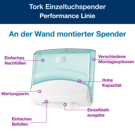 Tork Einzeltuchspender W4, mit Spritzwasserschutz, abschließbar – Ansicht 9
