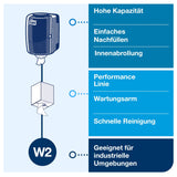 Tork Performance Innenabrollungsspender W2, hohe Kapazität, wandmontiert – Ansicht 3