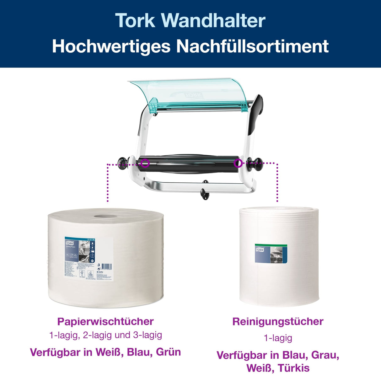 Tork Performance Wandhalter W1 für Papierwischtücher, hohe Kapazität – Ansicht 4