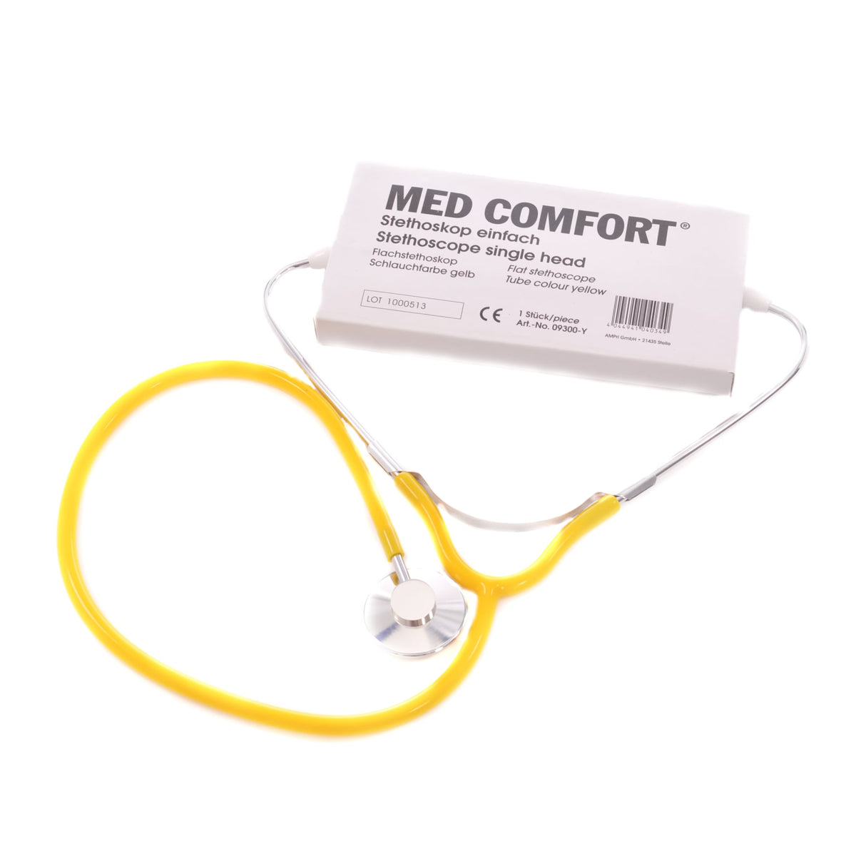 AMPri MED-COMFORT Flachstethoskop, rot - 1 Stück, Schlauchfarbe: gelb