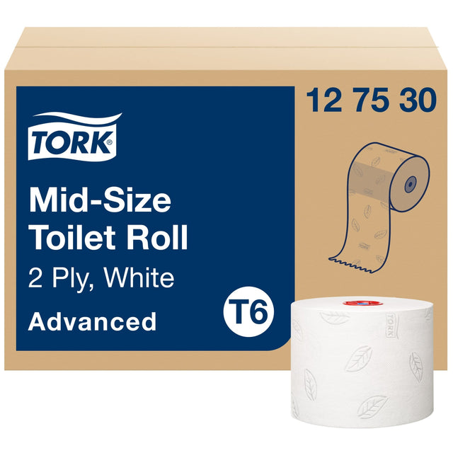 Tork Midi Toilettenpapier T6 Advanced, 2-lagig, weiß, mit Dekoprägung
