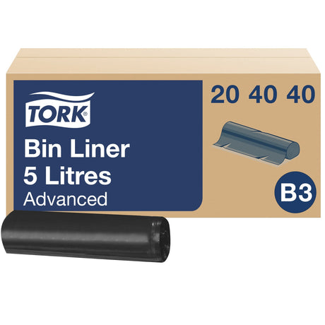 Tork Abfallsäcke 5 Liter, schwarz, B3, verstärkte Bodenfaltung