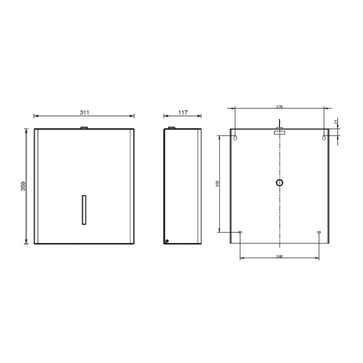 CWS ObjectLine Großrollen-Toilettenpapierspender, Edelstahl, für 26 cm Großrollen, mit Zylinderschloss – Ansicht 2