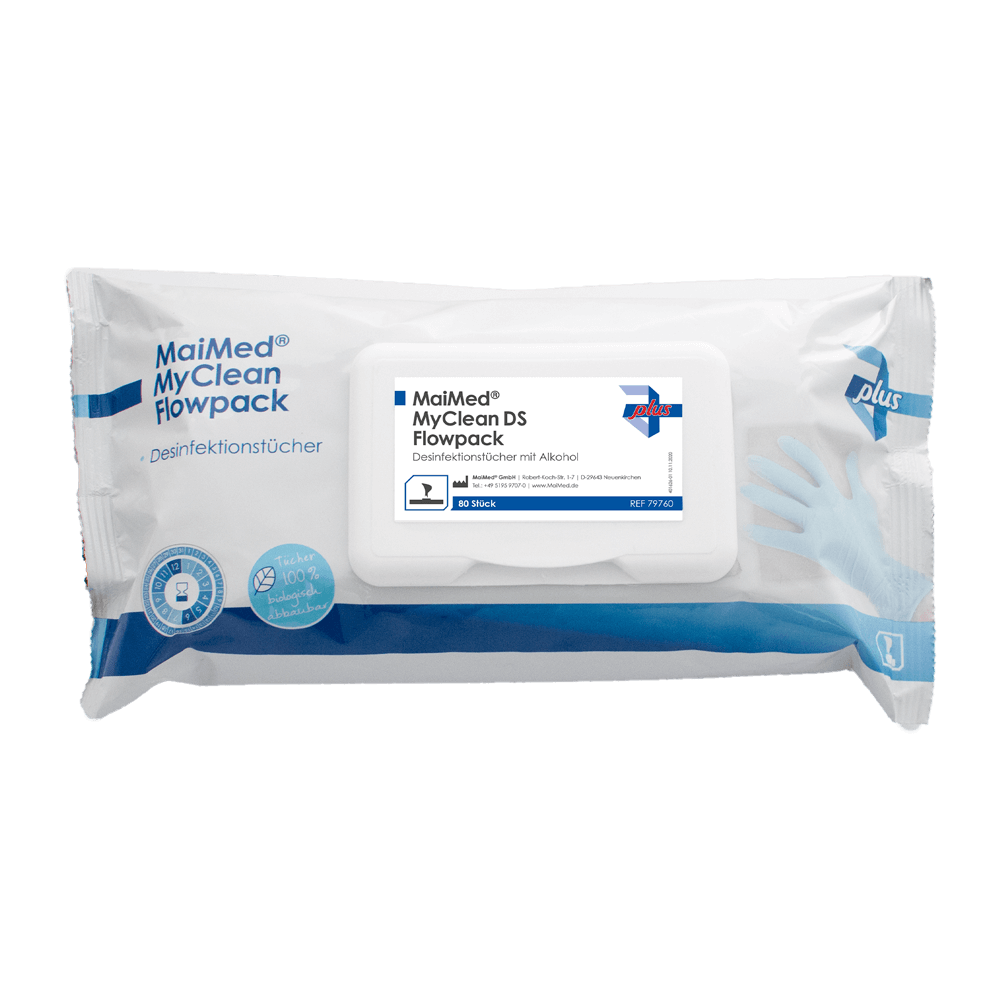 MaiMed MyClean DS Flowpack Desinfektionstücher begrenzt viruzid PLUS 80 Stück