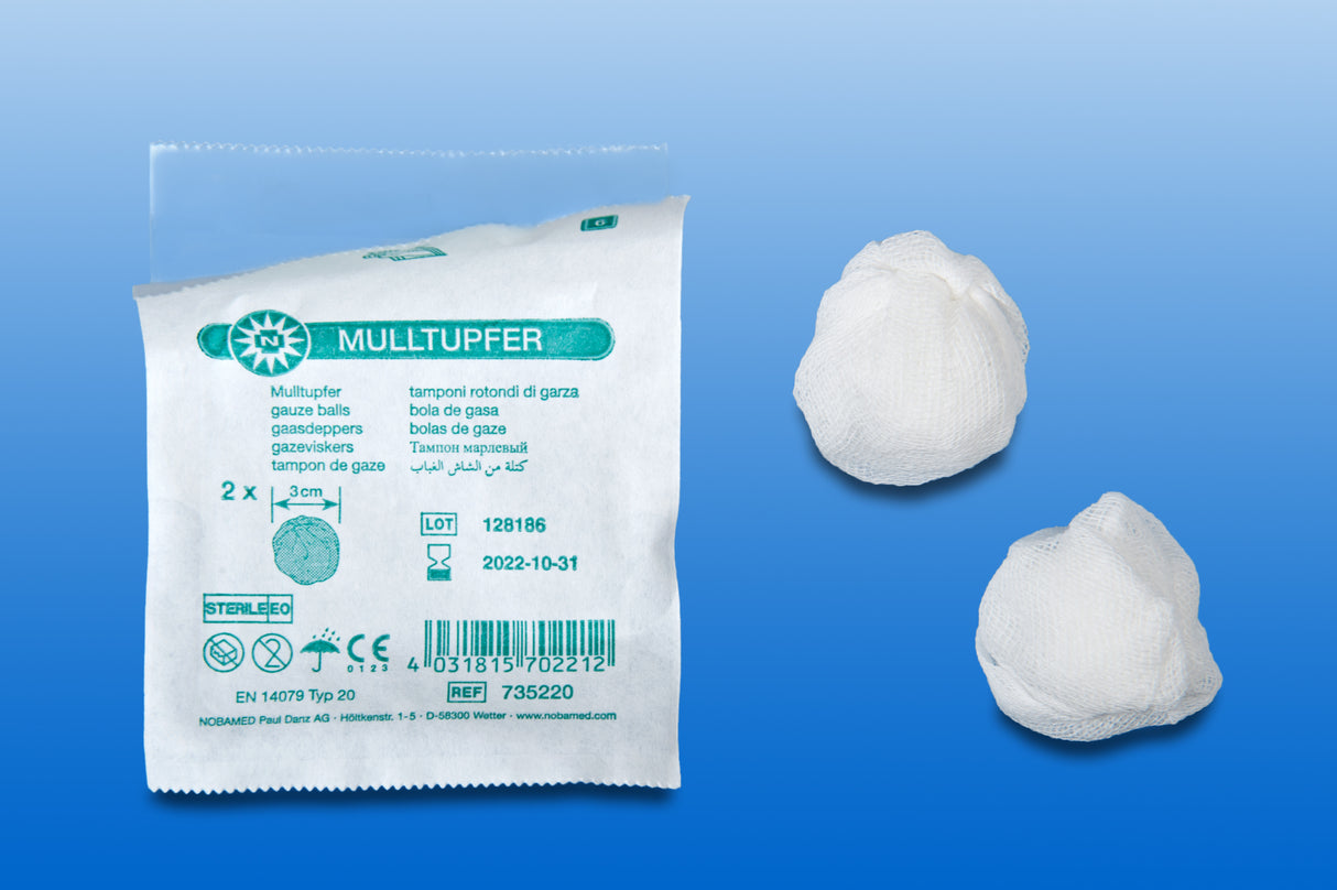 NOBA Mulltupfer steril Ø 3,5 cm P2 20 Stück