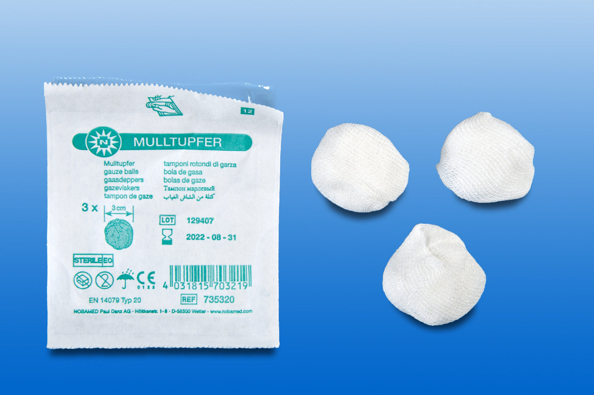 NOBA Mulltupfer steril Ø 3 cm P3 15 Stück