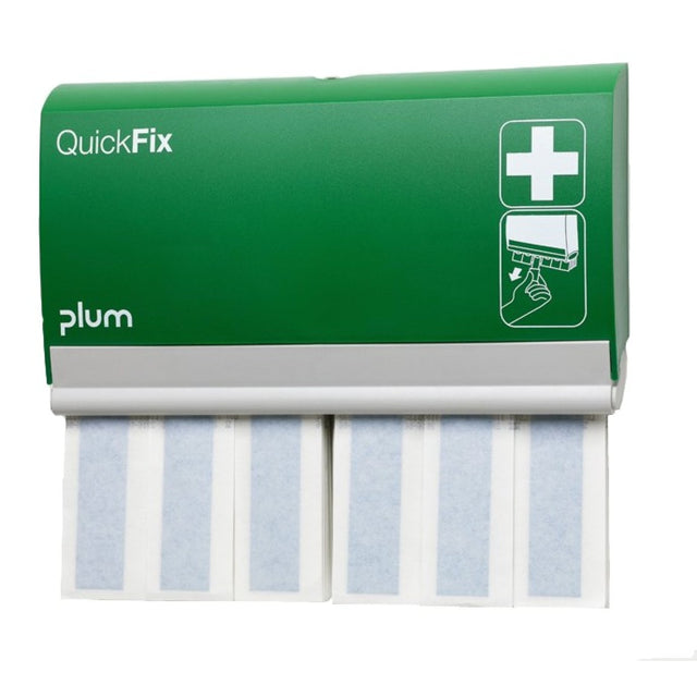 Plum QuickFix Pflasterspender Detectable Long – mit 60 detektierbaren Fingerverbänden 12 x 2 cm