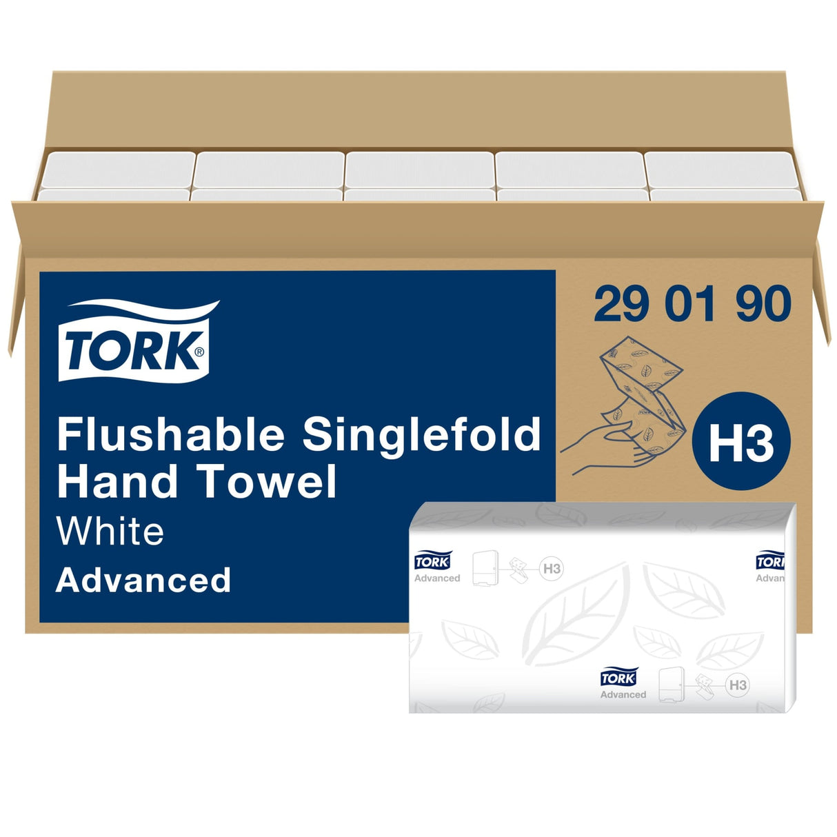 Tork Papierhandtücher H3 Advanced, 2-lagig, herunterspülbar, Singlefold