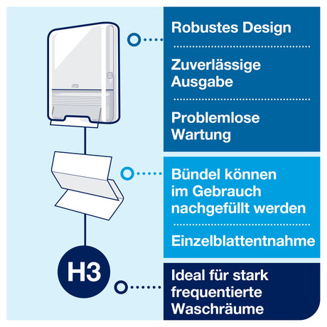 Tork Papierhandtücher H3 Advanced, 2-lagig, herunterspülbar, Singlefold – Ansicht 5