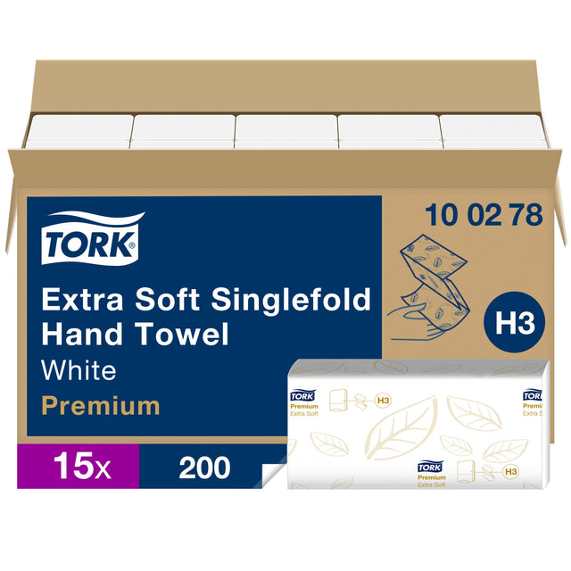 Tork Papierhandtücher H3 Premium, 2-lagig, Zickzack-Faltung, 23 x 23 cm
