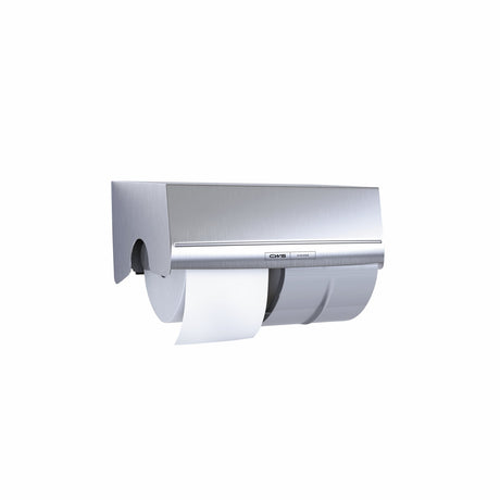 CWS Paradise Stainless Steel Toilettenpapierspender, Edelstahl für 2 Rollen mit Zylinderschloss – Ansicht 2