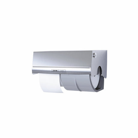 CWS Paradise Stainless Steel Toilettenpapierspender, Edelstahl für 2 Rollen mit Zylinderschloss – Ansicht 3