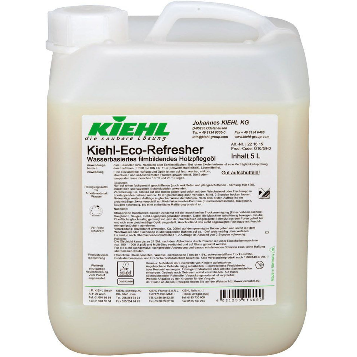 Kiehl Eco-Refresher Holzpflegeöl – Karton mit 2 x 5 Liter Kanister