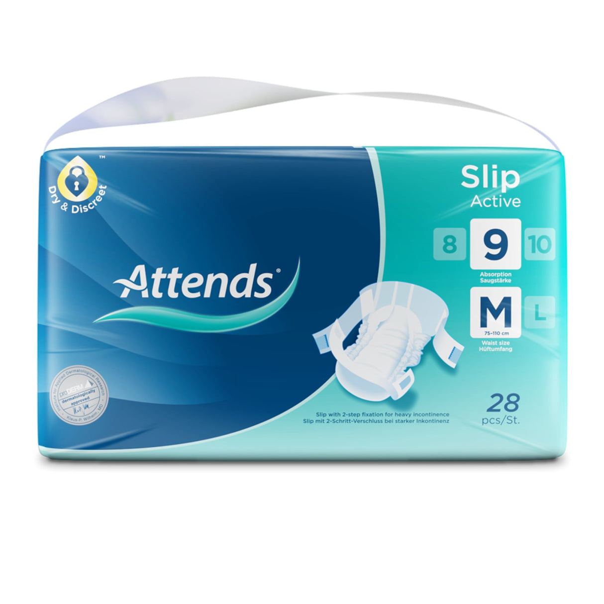 Attends Slip Active 9 Inkontinenzhosen mit 2-Schritt-Verschluss und hoher Saugleistung, hautfreundlich – Ansicht 2