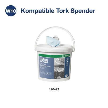Tork Extra Fusselarme Reinigungstücher, 1-lagig, blau, W10, im Spendereimer – Ansicht 7