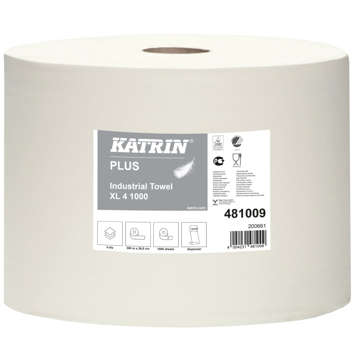 KATRIN Plus Industrieputzrolle 360 m, 4-lagig
