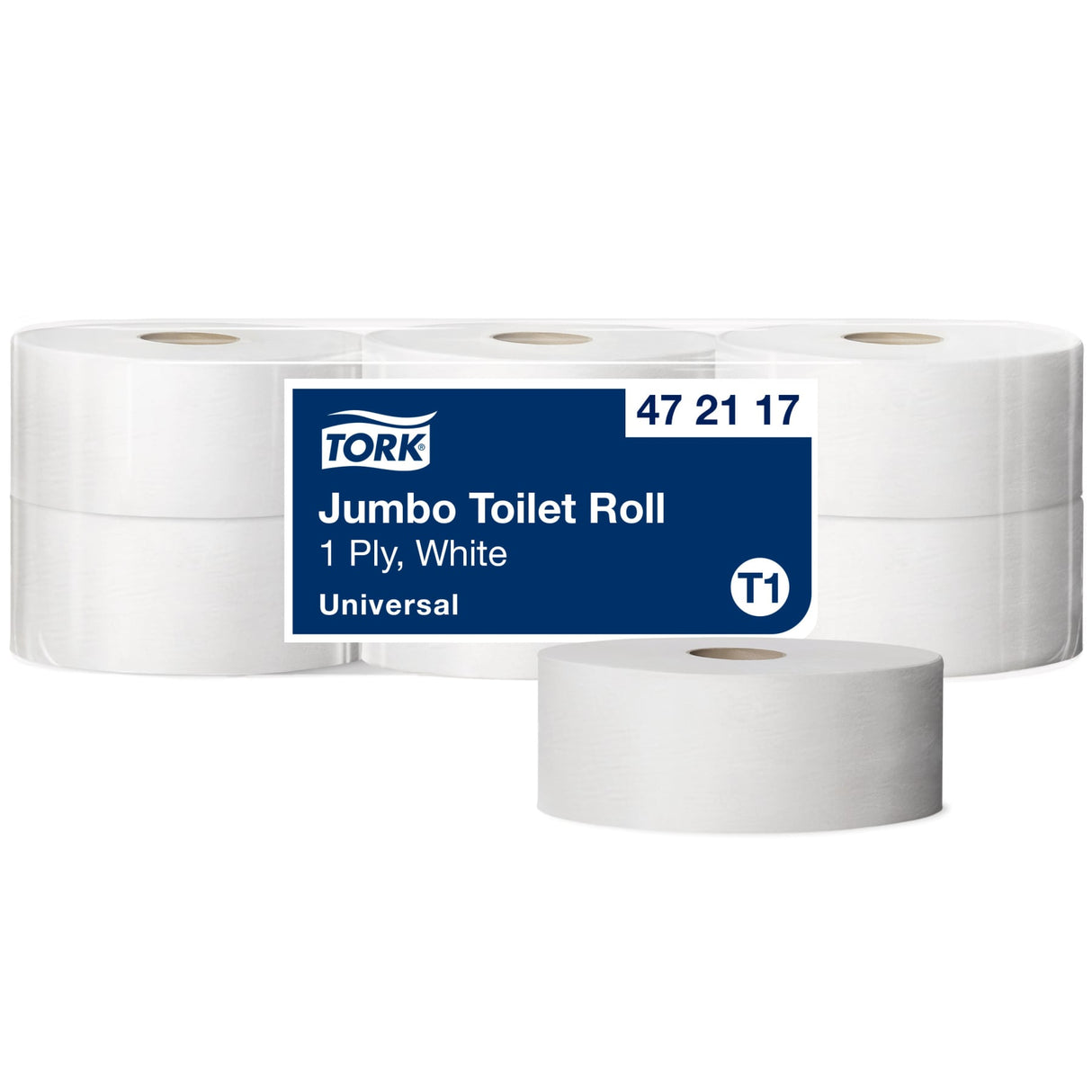 Tork Jumbo Toilettenpapier T1 Universal, 1-lagig, weiß – hohe Kapazität
