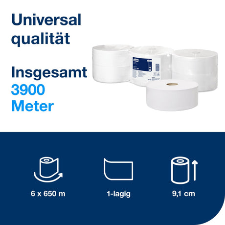 Tork Jumbo Toilettenpapier T1 Universal, 1-lagig, weiß – hohe Kapazität – Ansicht 2