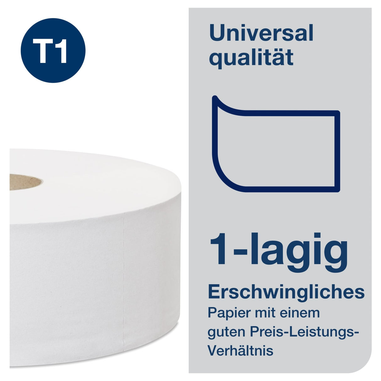 Tork Jumbo Toilettenpapier T1 Universal, 1-lagig, weiß – hohe Kapazität – Ansicht 4