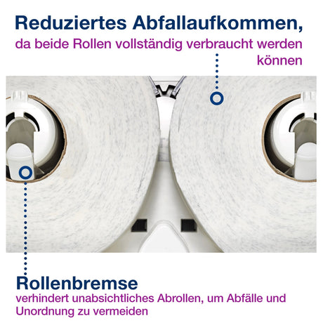 Tork Elevation Doppelrollenspender T2 für Mini Jumbo Toilettenpapier, mit Sichtfenster und Rollenbremse – Ansicht 8