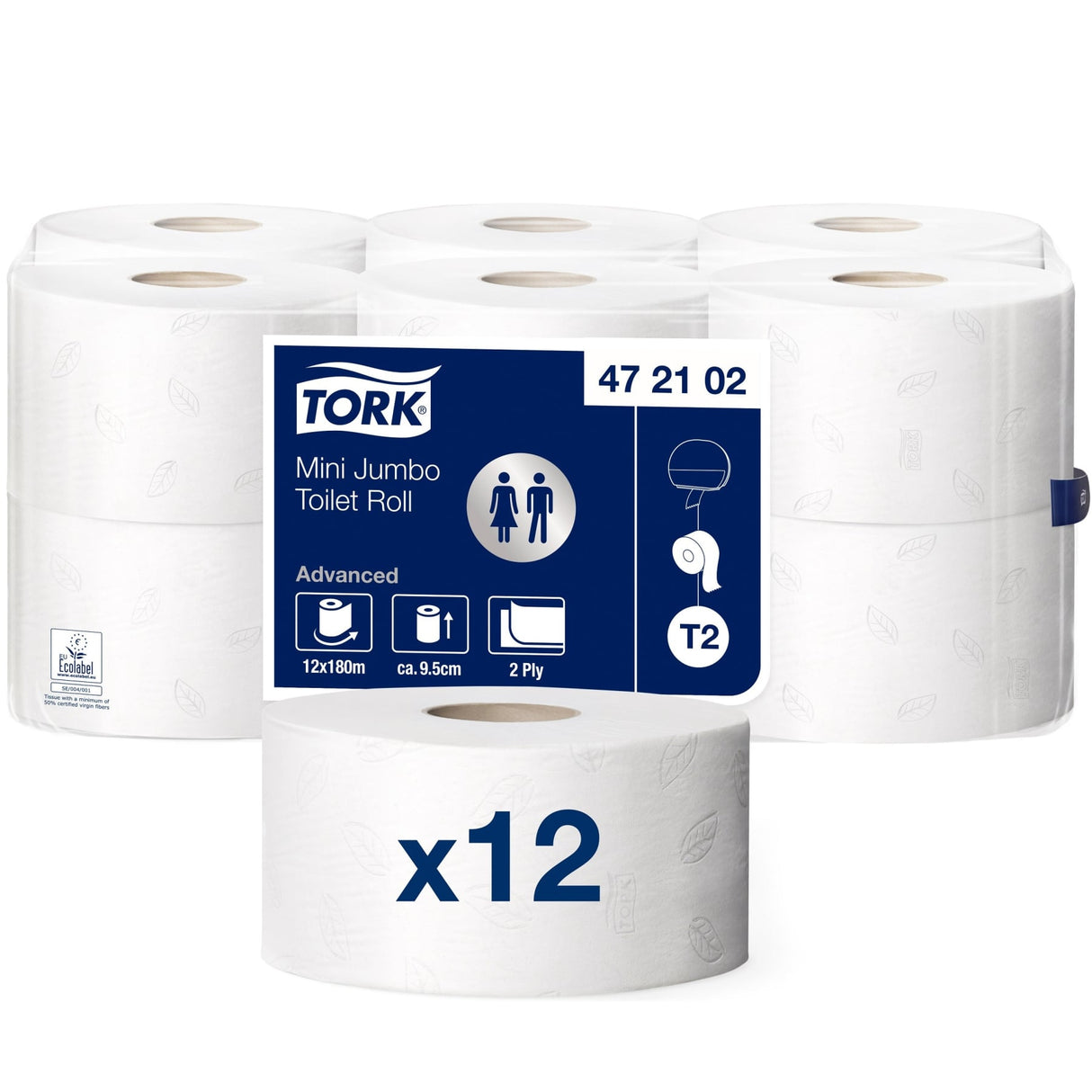 Tork Mini Jumbo Toilettenpapier T2 Advanced, 2-lagig, weiß – 180 m/Rolle – Ansicht 2