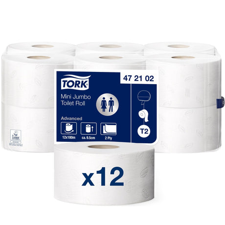 Tork Mini Jumbo Toilettenpapier T2 Advanced, 2-lagig, weiß – 180 m/Rolle – Ansicht 2