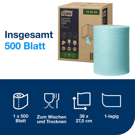 Tork Fusselarme Reinigungstücher, 1-lagig, blau, W1/W2/W3 – Ansicht 2