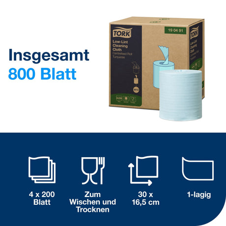 Tork Fusselarme Reinigungstücher, 1-lagig, blau, W10, Rolle – Ansicht 2