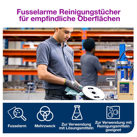 Tork Fusselarme Reinigungstücher, 1-lagig, blau, W10, Rolle – Ansicht 5