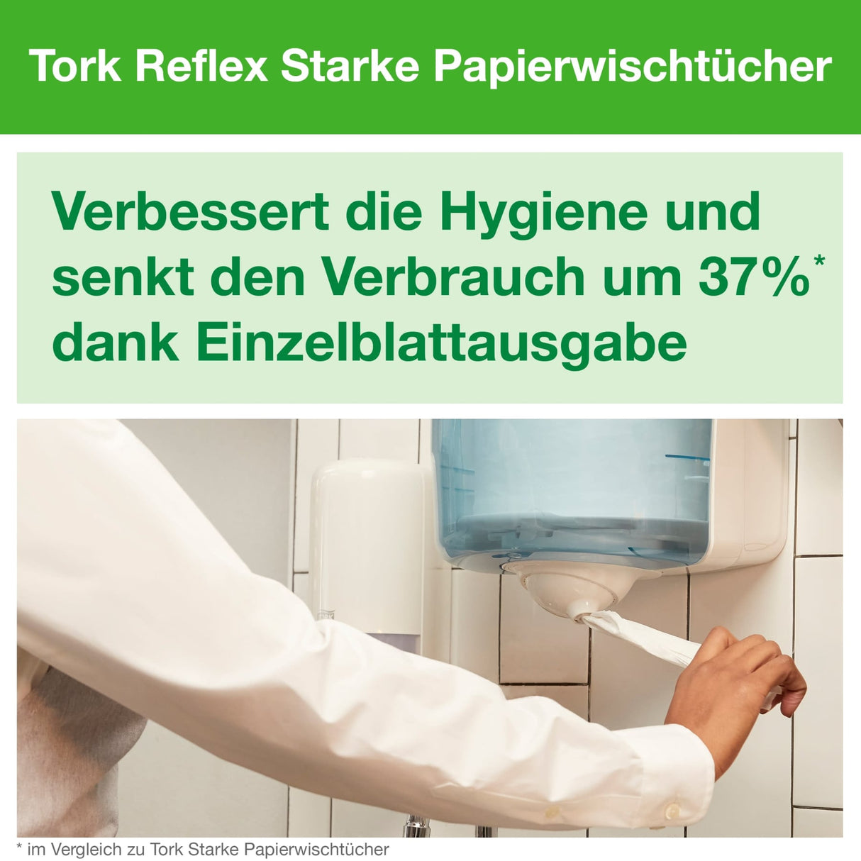Tork Reflex Papierwischtuch, 1-lagig, weiß, für Innenabrollungsspender – Ansicht 9
