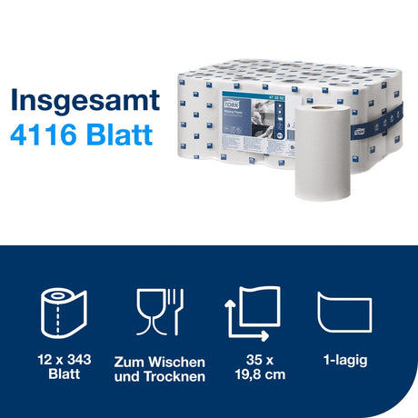 Tork Mehrzweck Papierwischtuch, 1-lagig, weiß, M1 – Ansicht 2