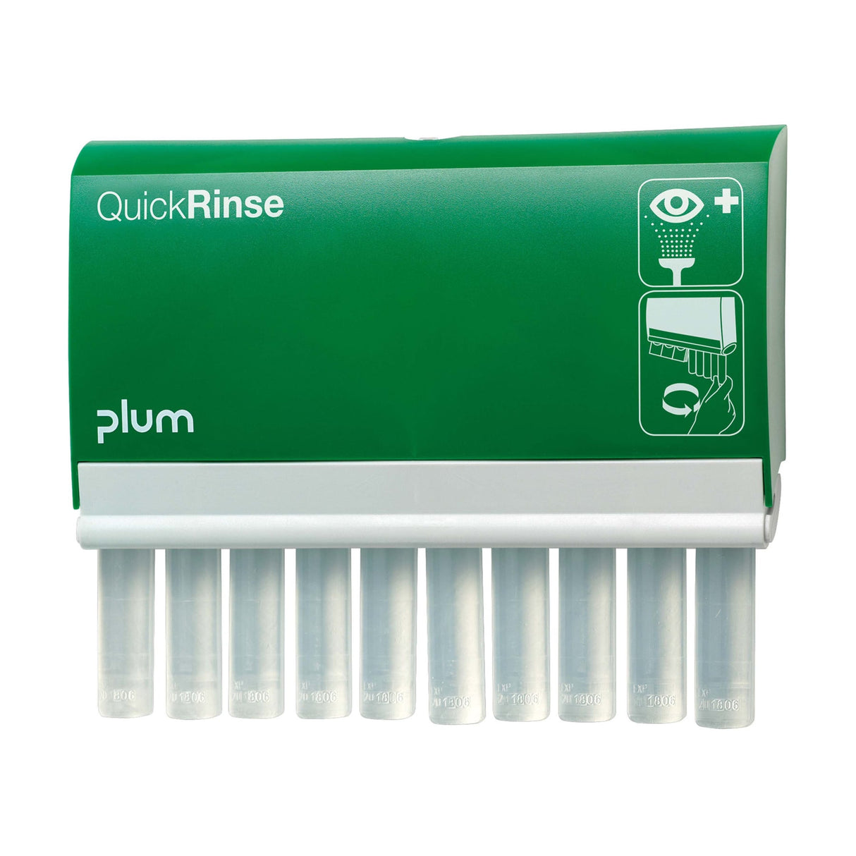Plum QuickRinse Station – Wandspender mit 10 Augenspülampullen à 20 ml, selbstöffnend