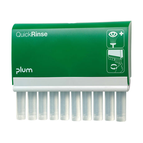 Plum QuickRinse Station – Wandspender mit 10 Augenspülampullen à 20 ml, selbstöffnend