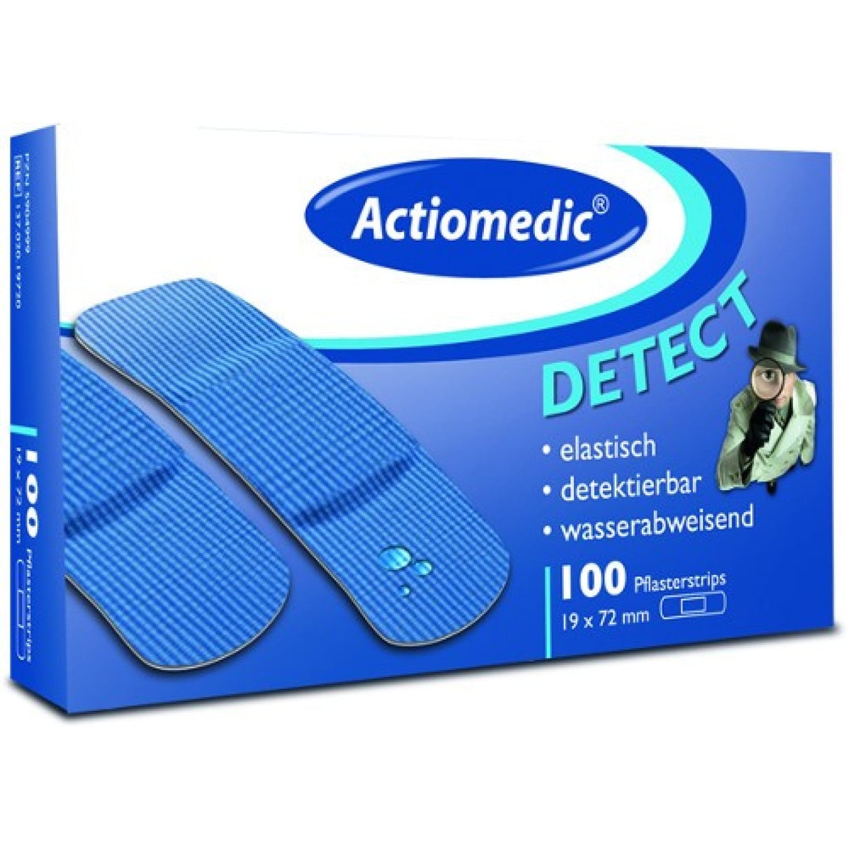 Actiomedic DETECT Pflasterstrips, blau – detektierbar, elastisch und einzeln versiegelt