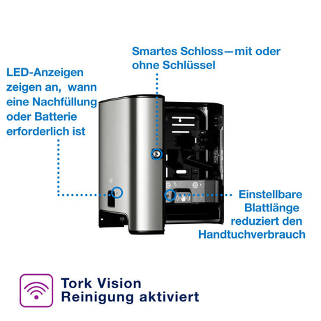 Tork Matic Sensor-Papierspender H1, berührungslos, Edelstahl – Ansicht 5