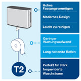 Tork Spender für Mini Jumbo Toilettenpapier T2, elegant mit Fingerabdruckschutz – Ansicht 3
