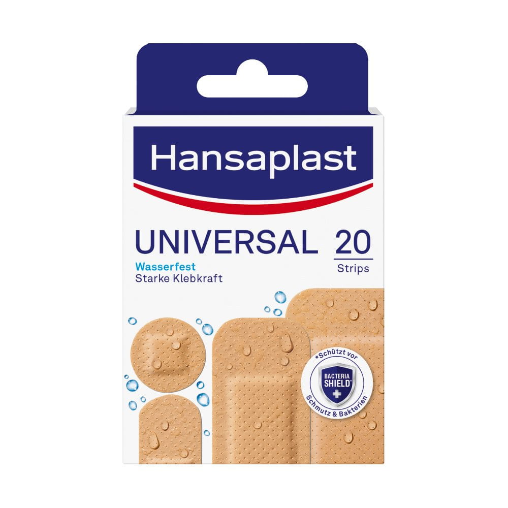 Hansaplast Universal Strips wasserfest 4 Größen 20 Strips – Verpackung
