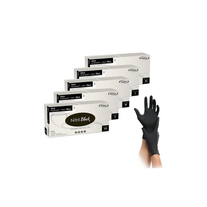Maimed Black Nitril Handschuhe puderfrei schwarz 100 Stück Gr. XL
