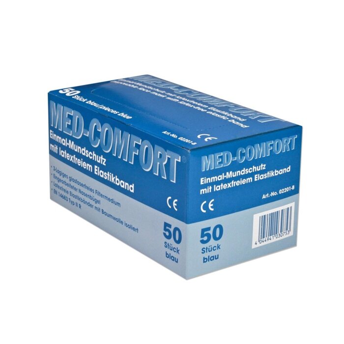 AMPri Med Comfort Mundschutz 3 lagig 50 Stück blau